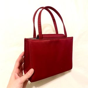 Vintage red handbag checkered interior